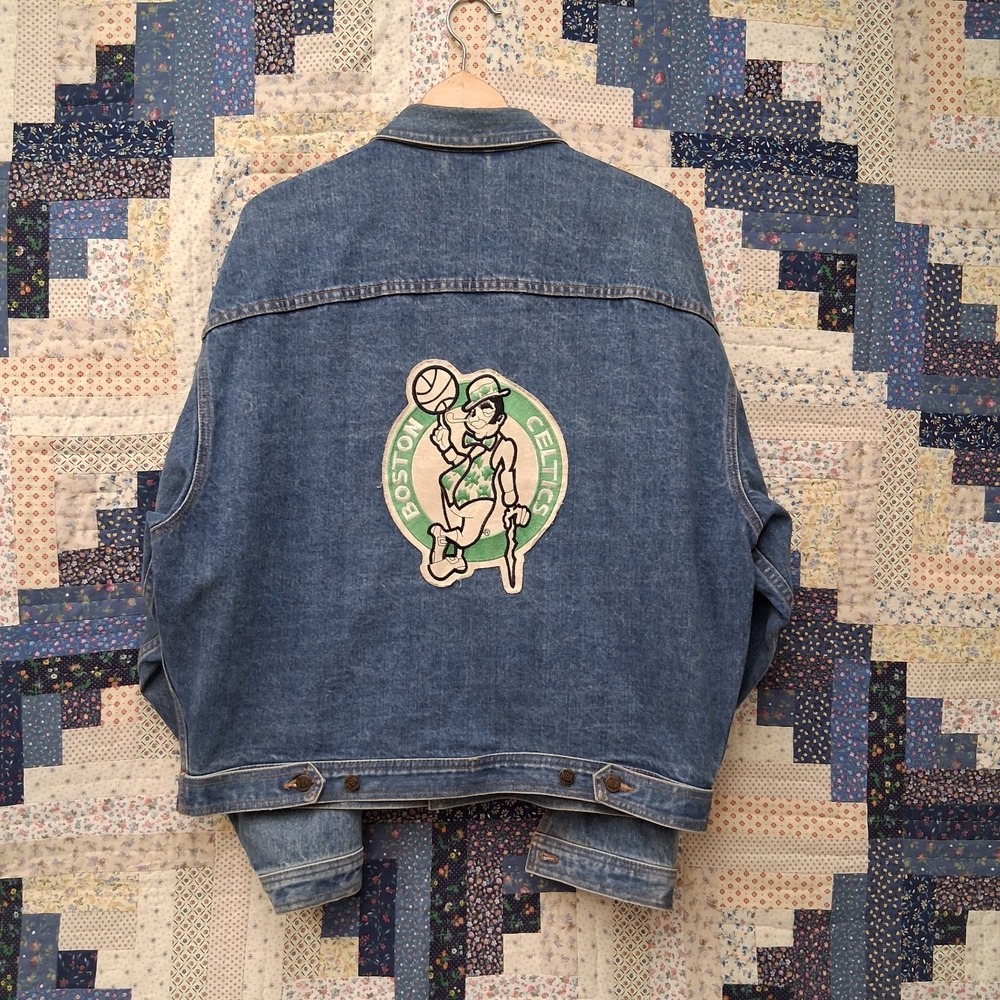 Vintage 90s In The Paint Boston Celtics Denim Trucker Jacket‎ Mens Large